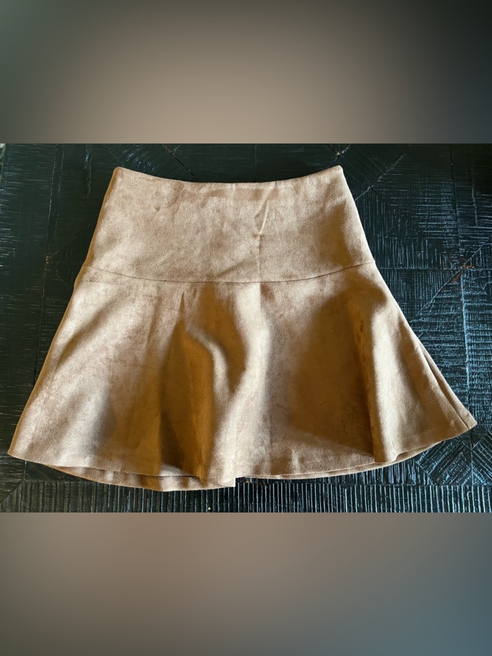 Tommy Hilfiger Tan Faux Suede-Look Skater Skirt Size 10 EUC